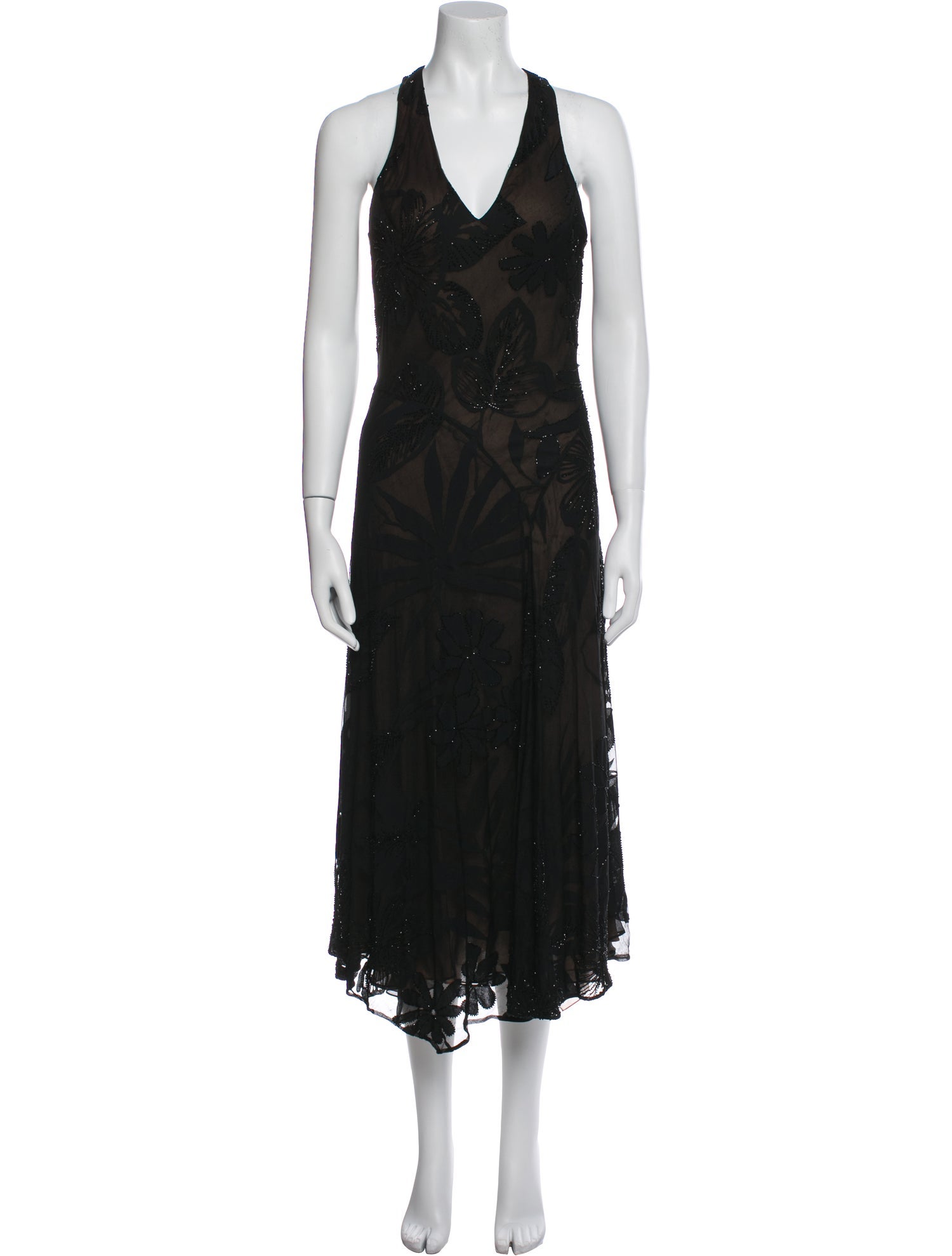 Carmen Marc Valvo Lace Pattern Long Dress