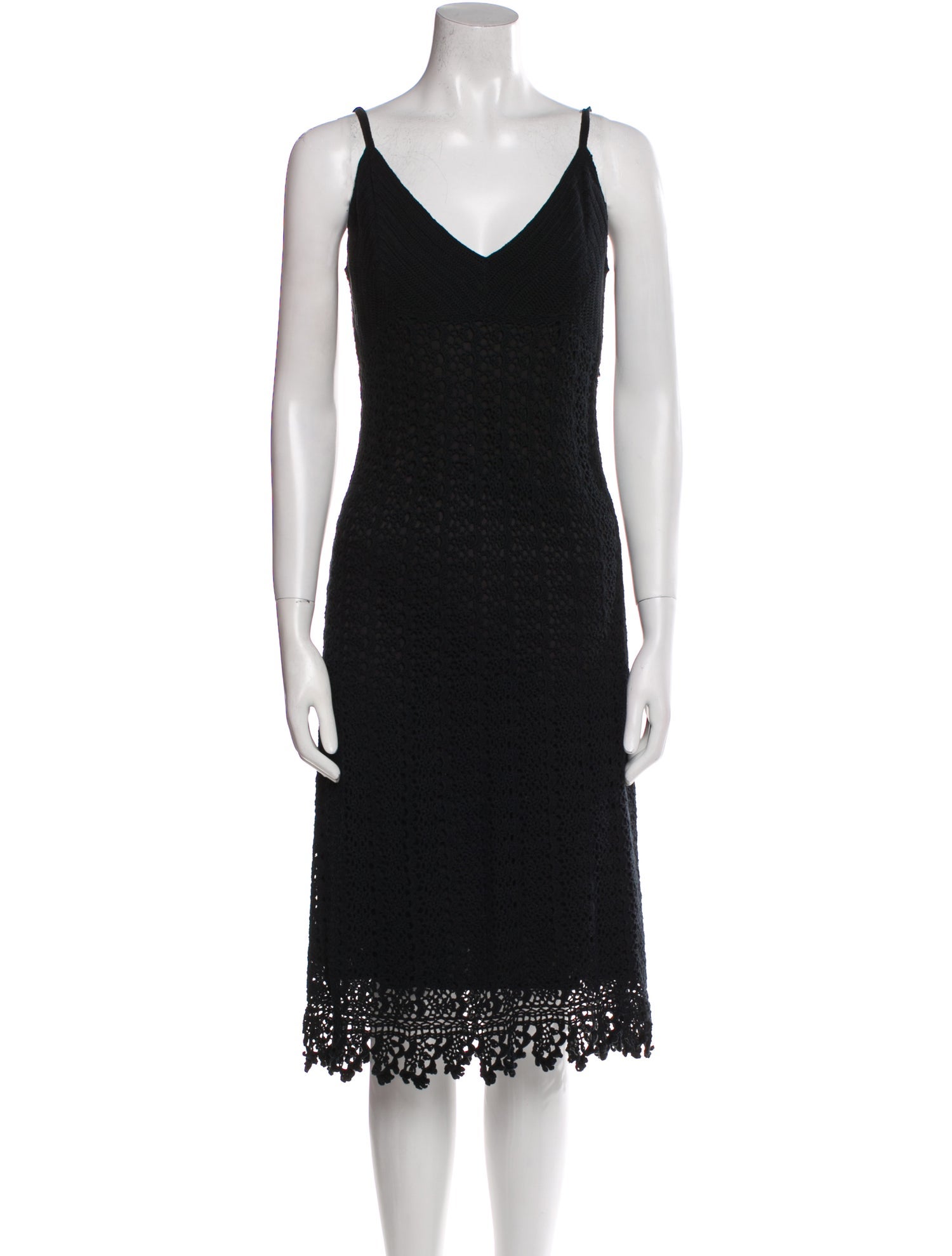 Carmen Marc Valvo V-Neck Midi Length Dress