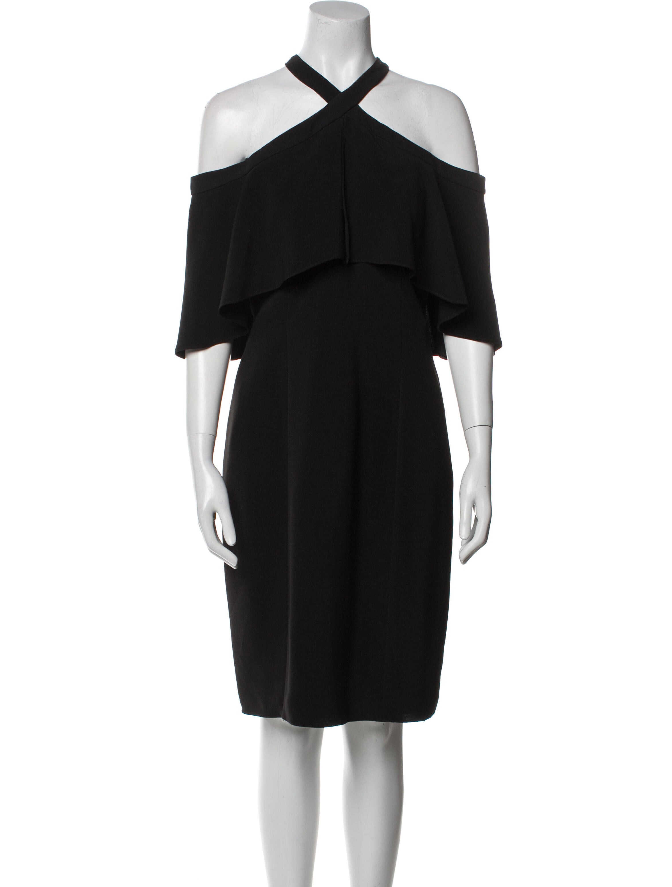 Carmen Marc Valvo Off-The-Shoulder Knee-Length Dress
