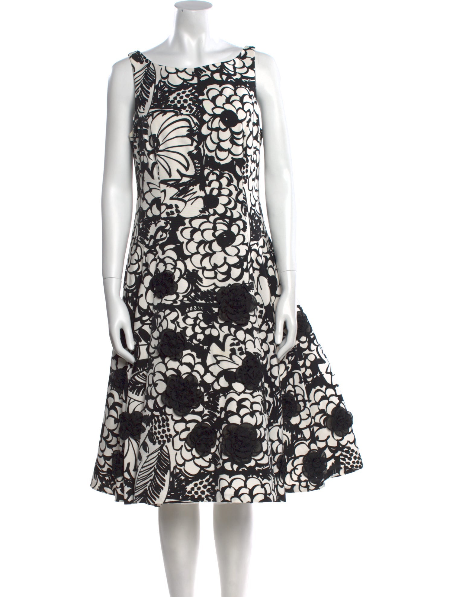 Carmen Marc Valvo Floral Print Midi Length Dress
