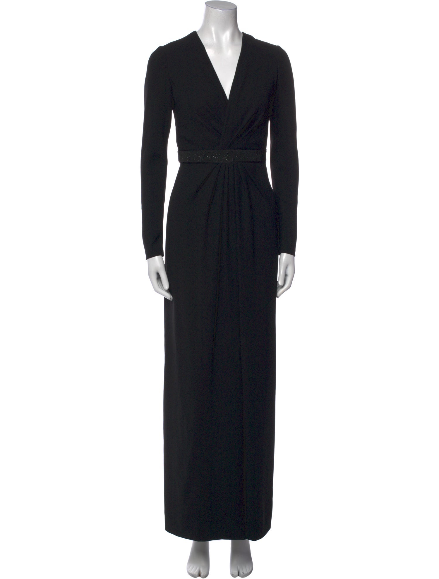 Carmen Marc Valvo V-Neck Long Dress