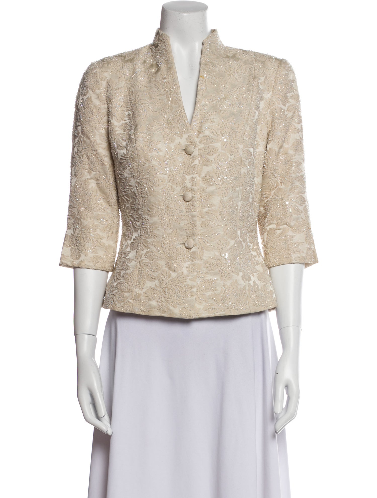 Carmen Marc Valvo Floral Print Evening Jacket