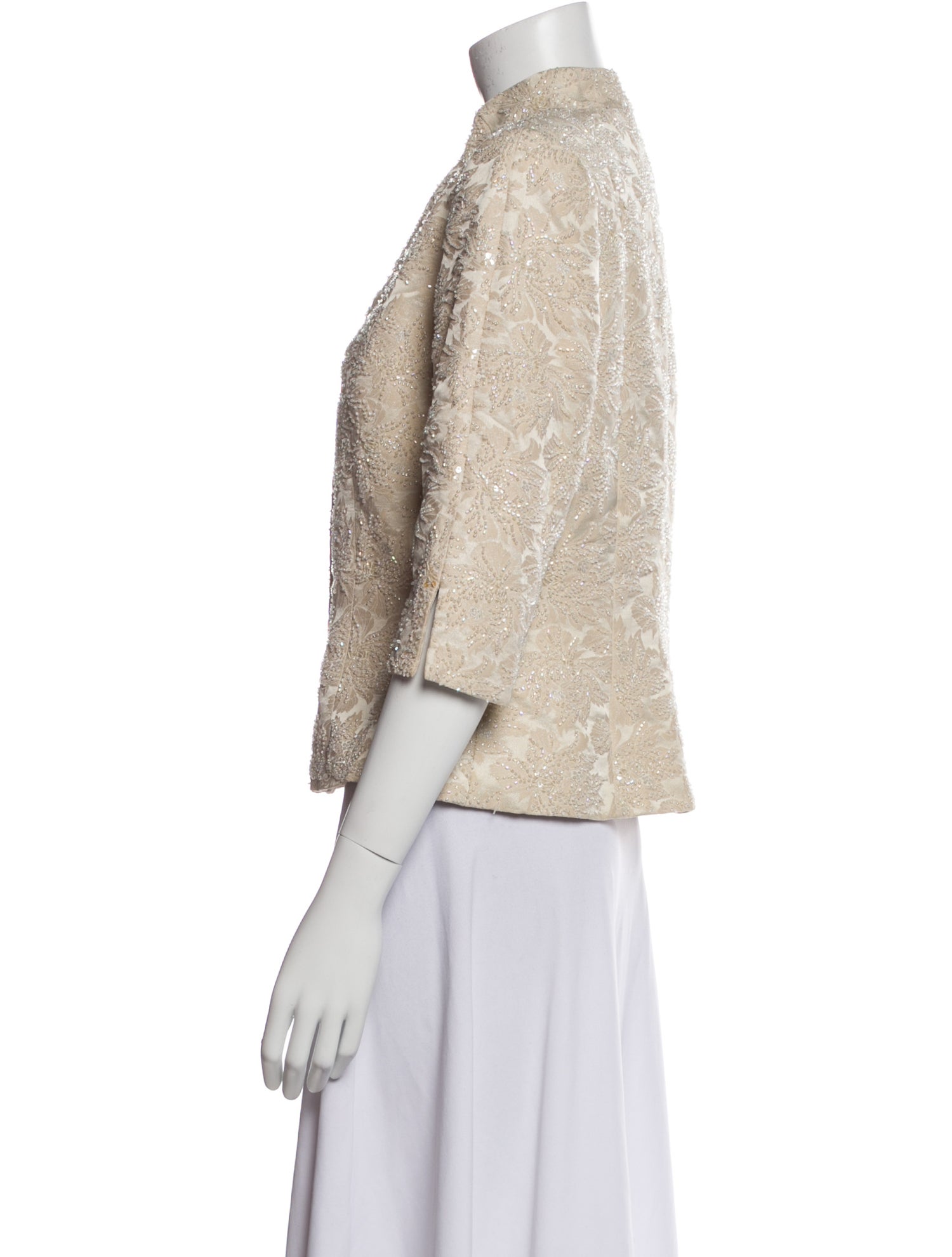 Carmen Marc Valvo Floral Print Evening Jacket