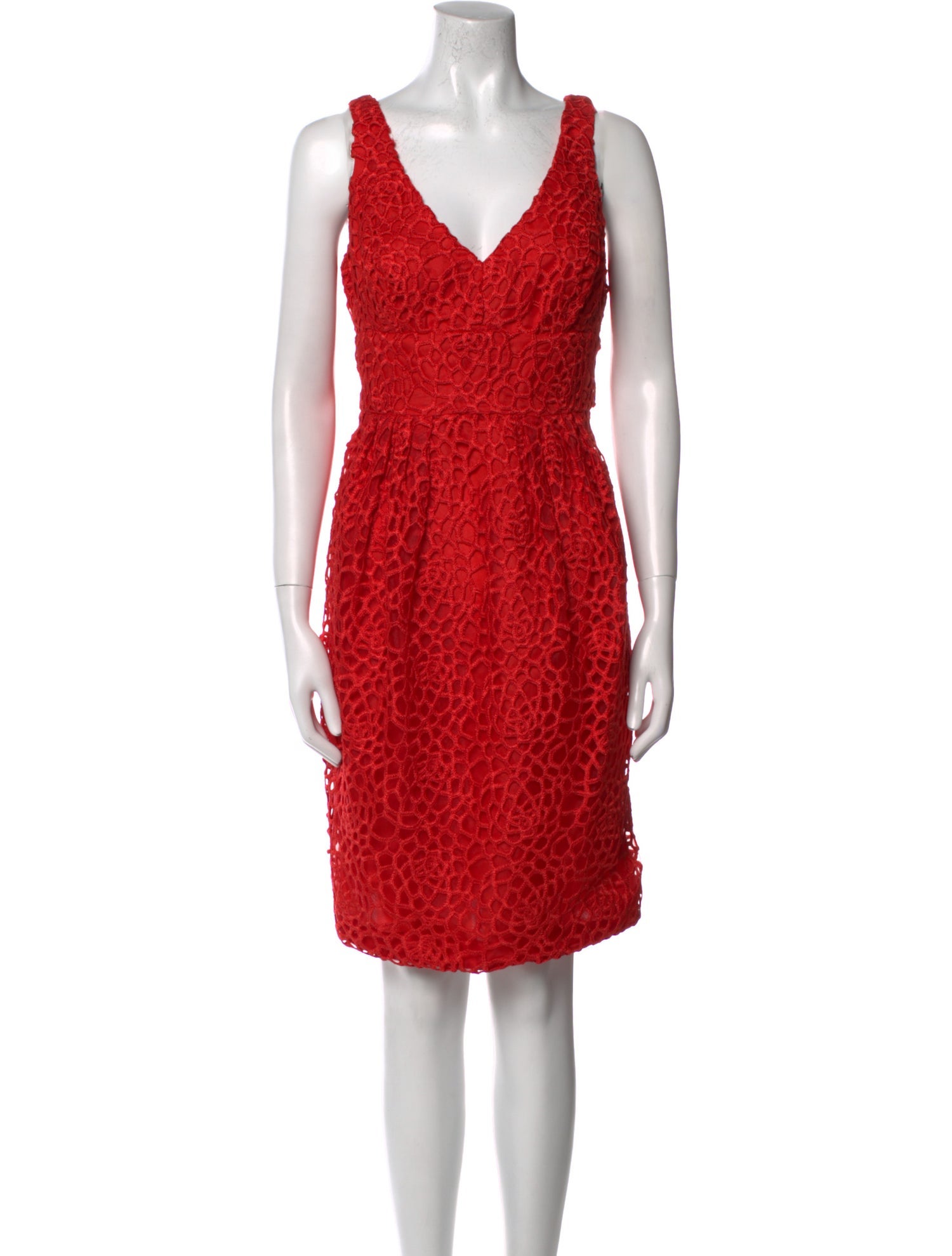 Carmen Marc Valvo Lace Pattern Knee-Length Dress