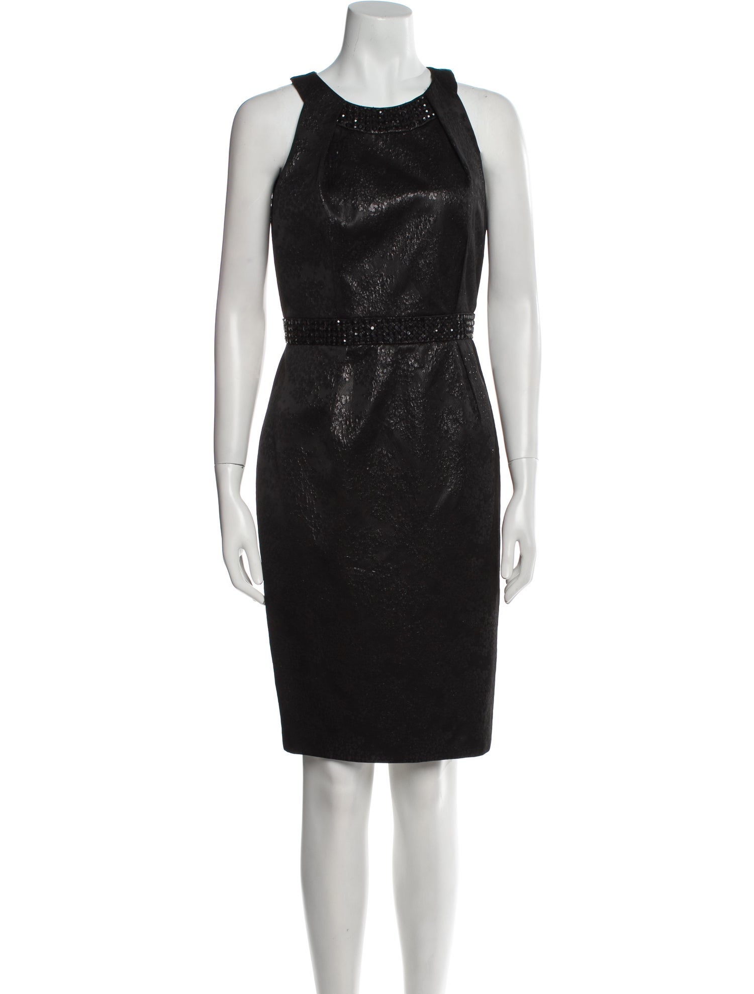Carmen Marc Valvo Crew Neck Knee-Length Dress