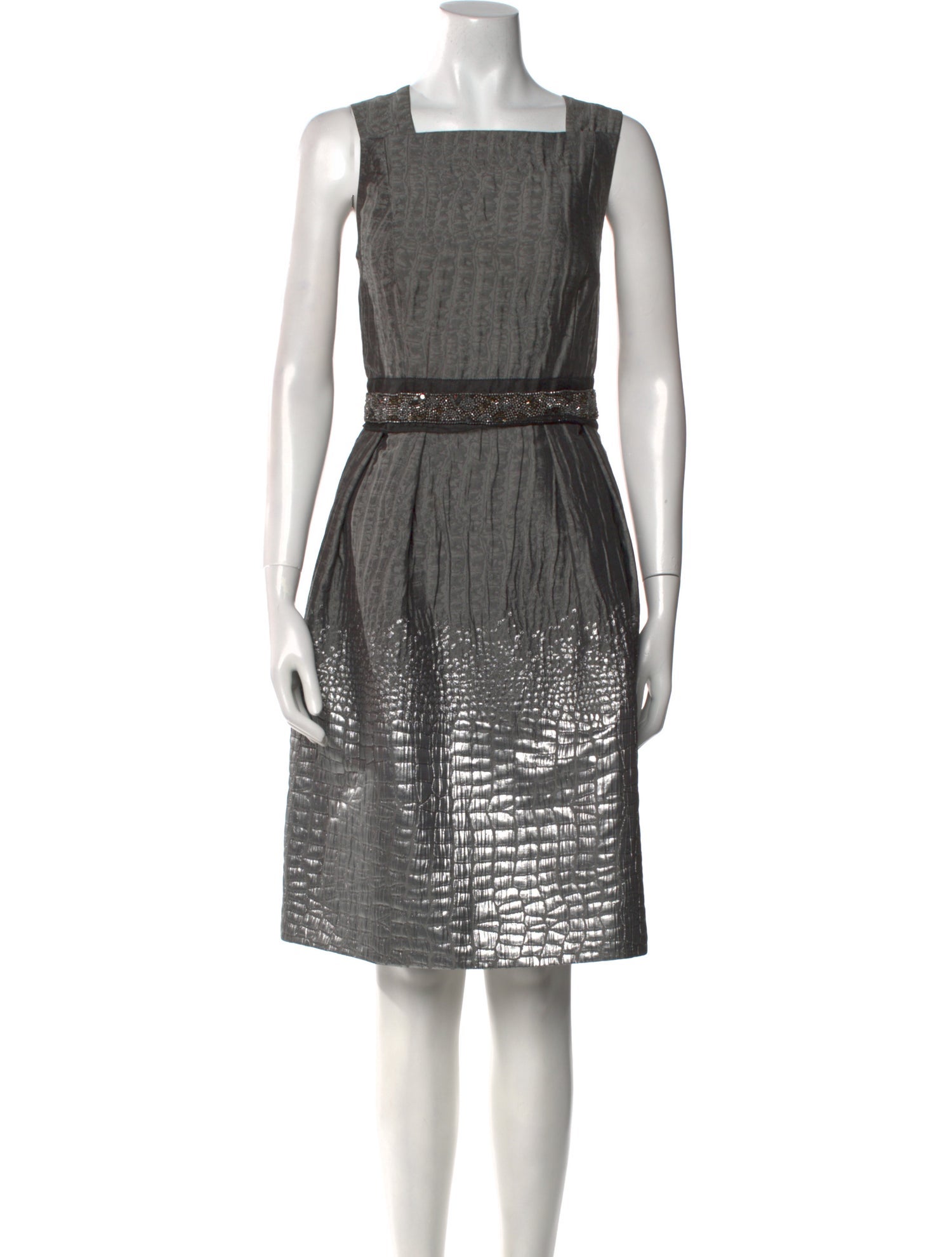 Carmen Marc Valvo Square Neckline Knee-Length Dress