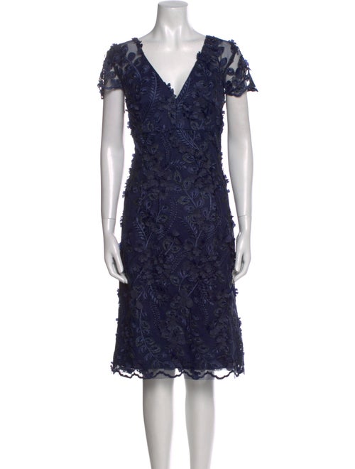 Carmen Marc Valvo Lace Pattern Midi Length Dress