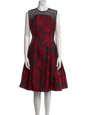 Carmen Marc Valvo Printed Knee-Length Dress