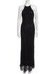 Carmen Marc Valvo Crew Neck Long Dress