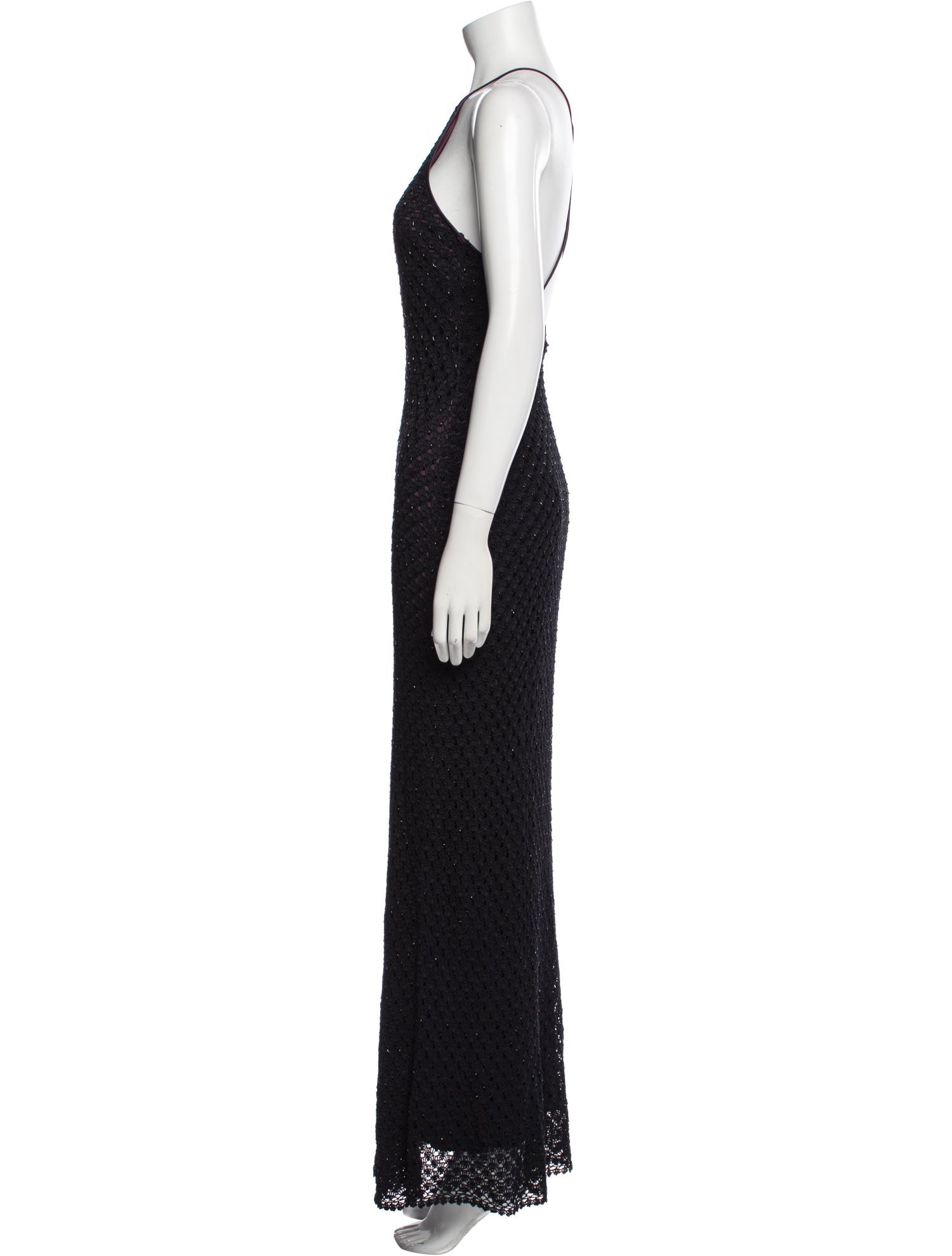 Carmen Marc Valvo Crew Neck Long Dress