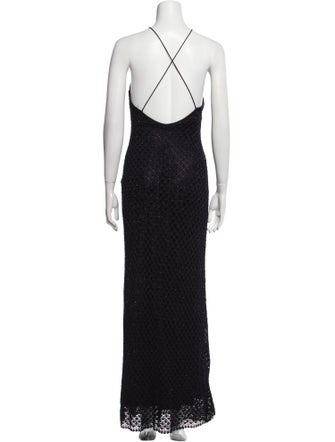 Carmen Marc Valvo Crew Neck Long Dress