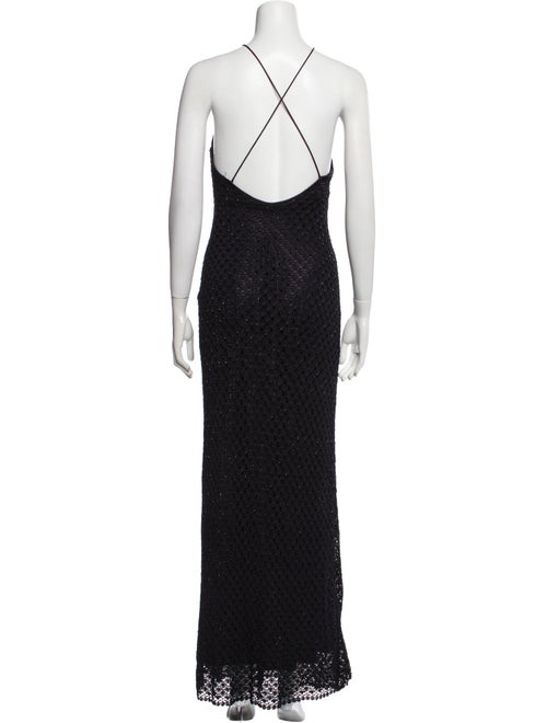 Carmen Marc Valvo Crew Neck Long Dress
