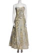 Carmen Marc Valvo Floral Print Long Dress