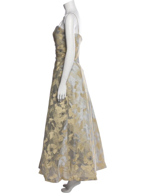 Carmen Marc Valvo Floral Print Long Dress