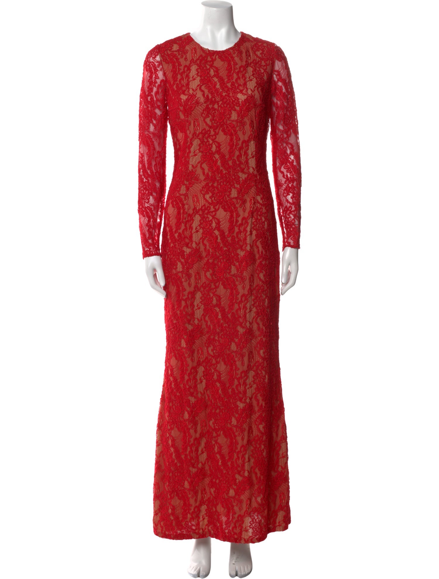 Carmen Marc Valvo Lace Pattern Long Dress