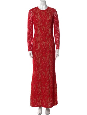 Carmen Marc Valvo Lace Pattern Long Dress