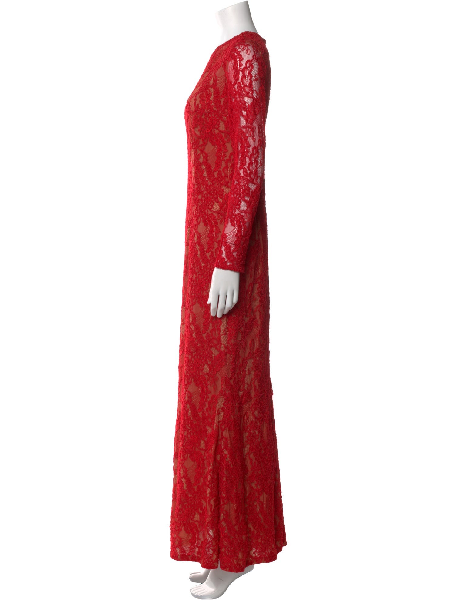 Carmen Marc Valvo Lace Pattern Long Dress