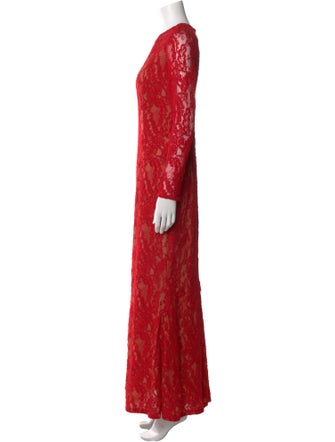 Carmen Marc Valvo Lace Pattern Long Dress