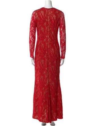 Carmen Marc Valvo Lace Pattern Long Dress