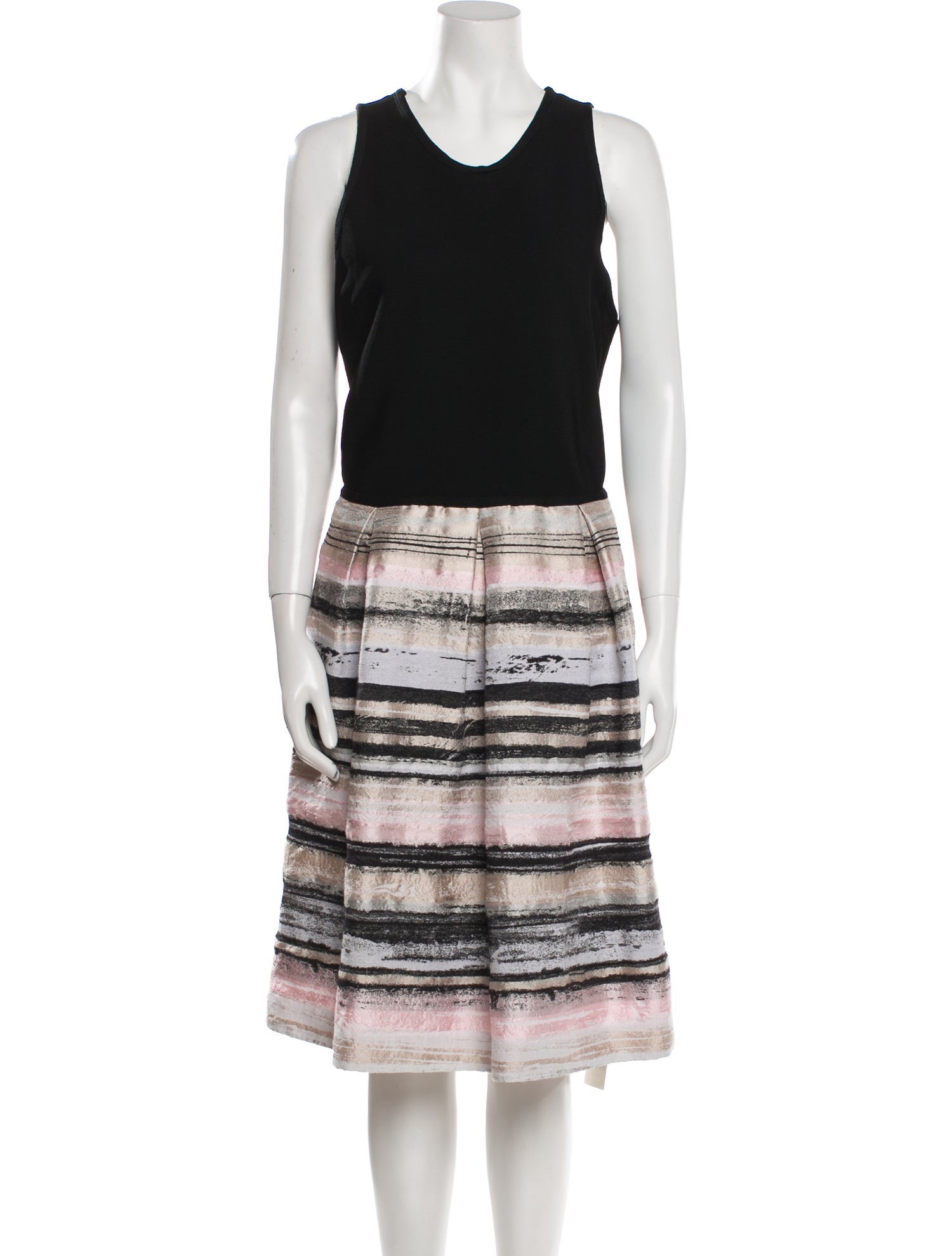 Carmen Marc Valvo Striped Knee-Length Dress