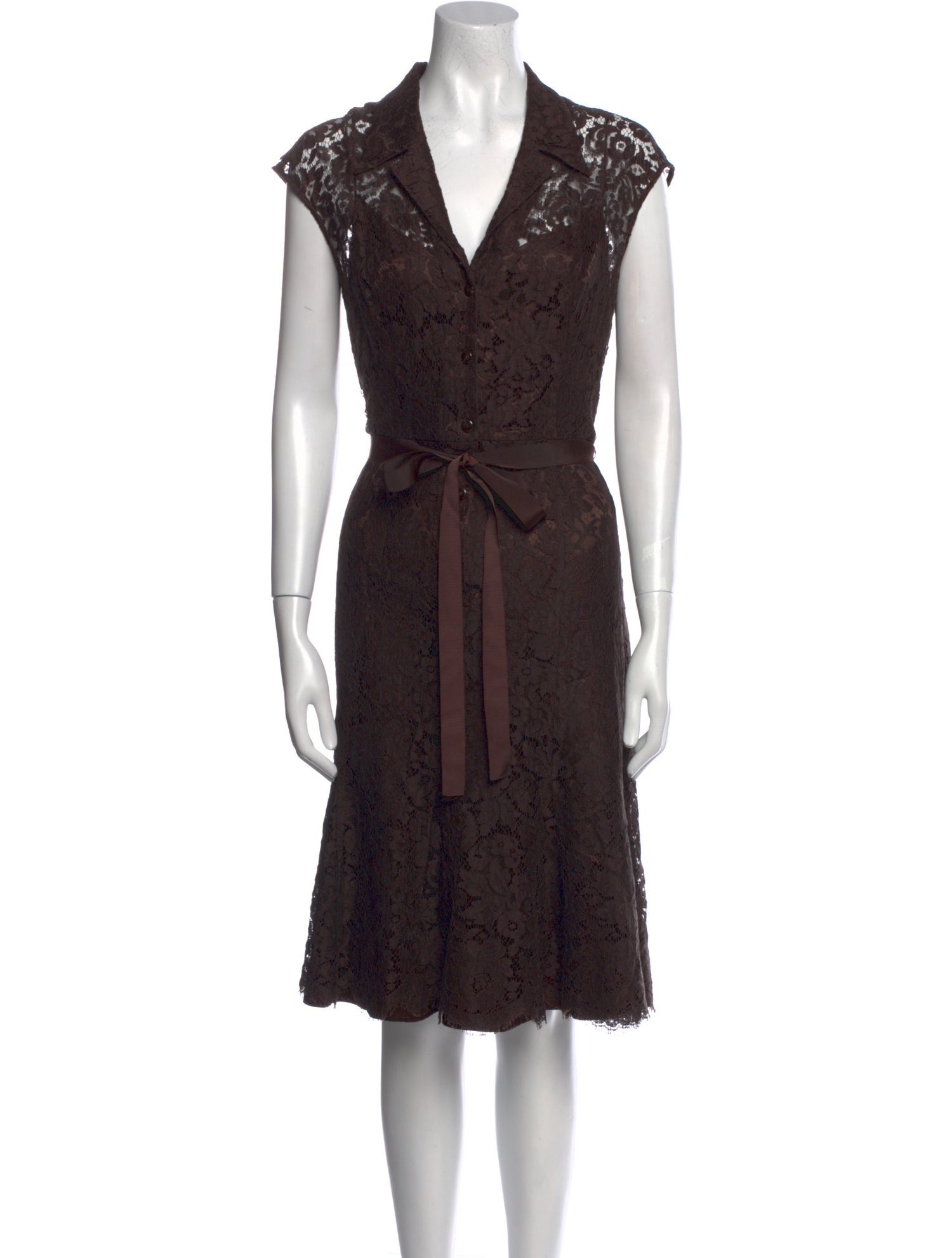 Carmen Marc Valvo Lace Pattern Knee-Length Dress