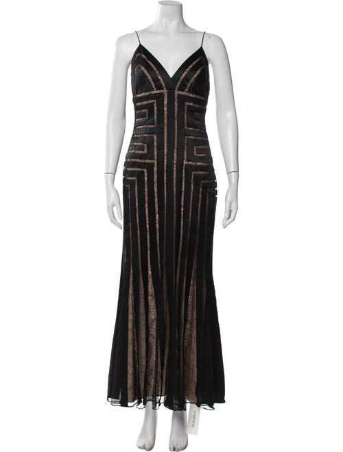 Carmen Marc Valvo V-Neck Long Dress