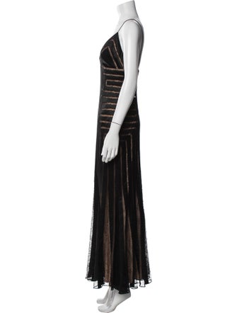 Carmen Marc Valvo V-Neck Long Dress
