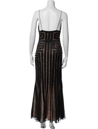 Carmen Marc Valvo V-Neck Long Dress