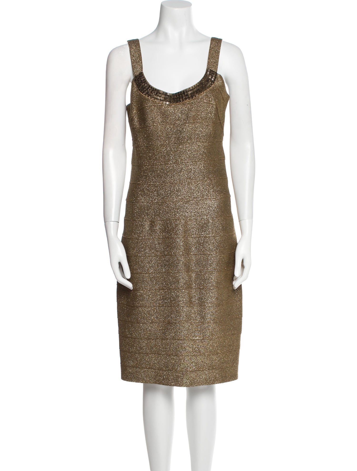 Carmen Marc Valvo Scoop Neck Knee-Length Dress