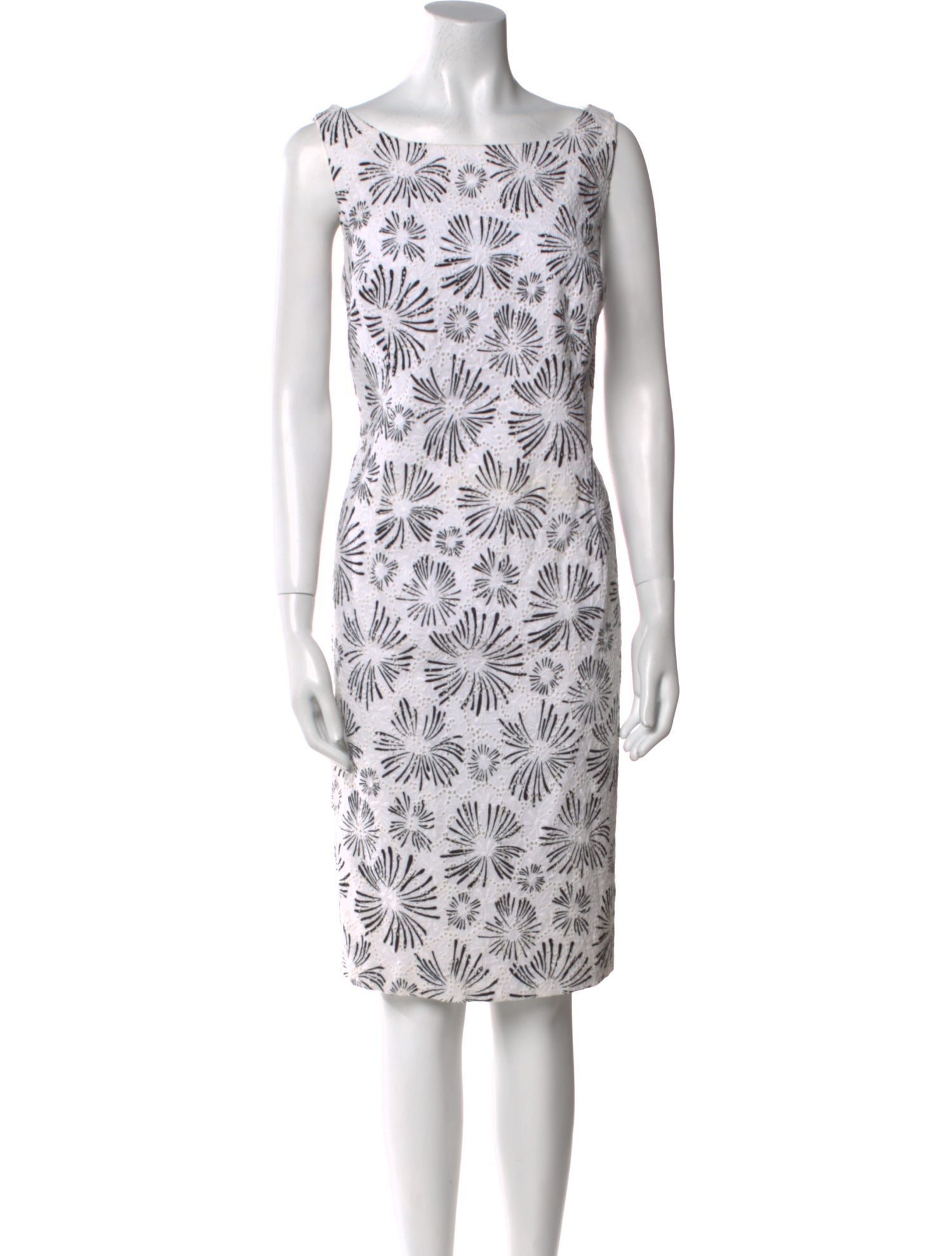 Carmen Marc Valvo Bateau Neckline Knee-Length Dress