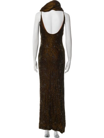 Carmen Marc Valvo Cowl Neck Long Dress