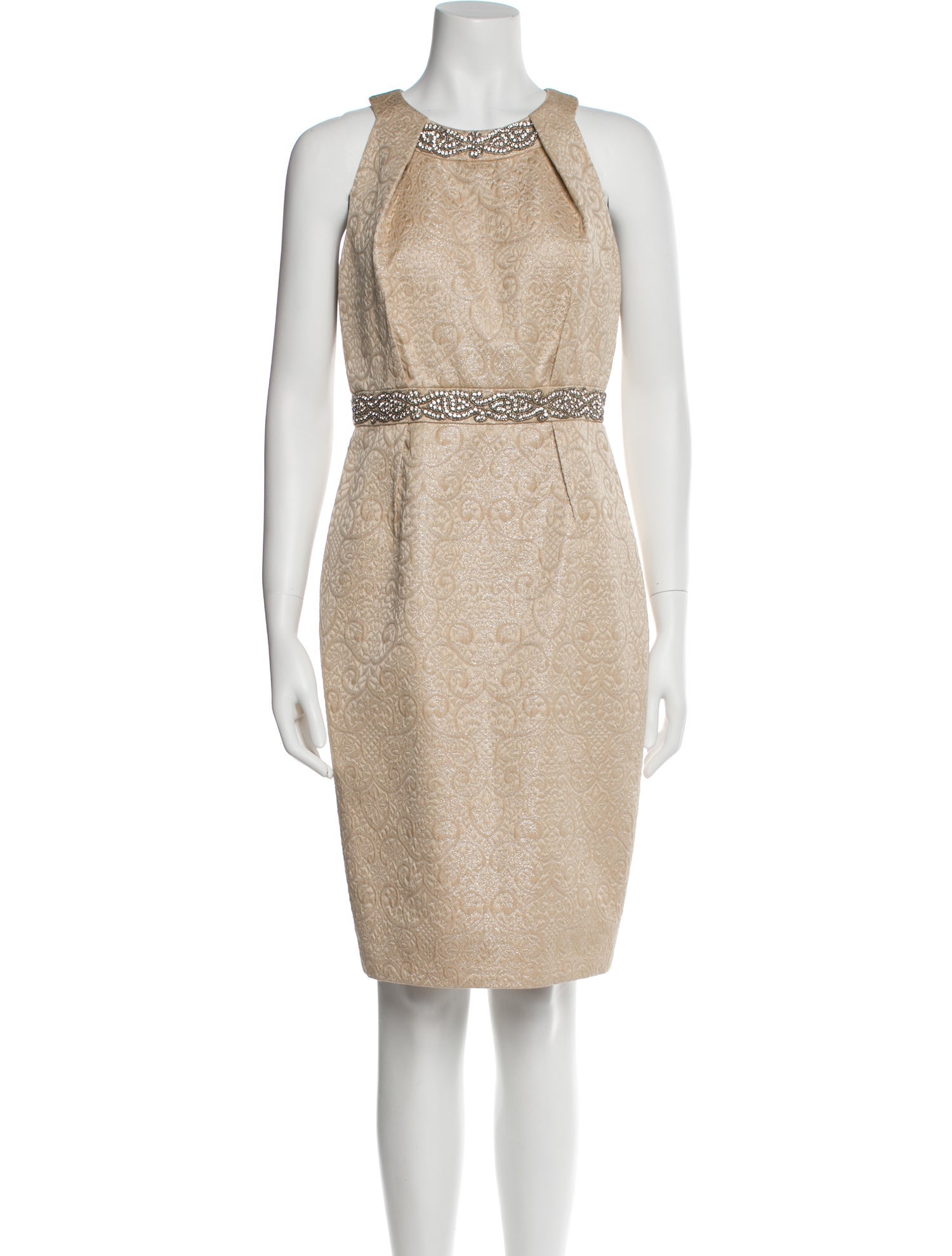 Carmen Marc Valvo Crew Neck Knee-Length Dress