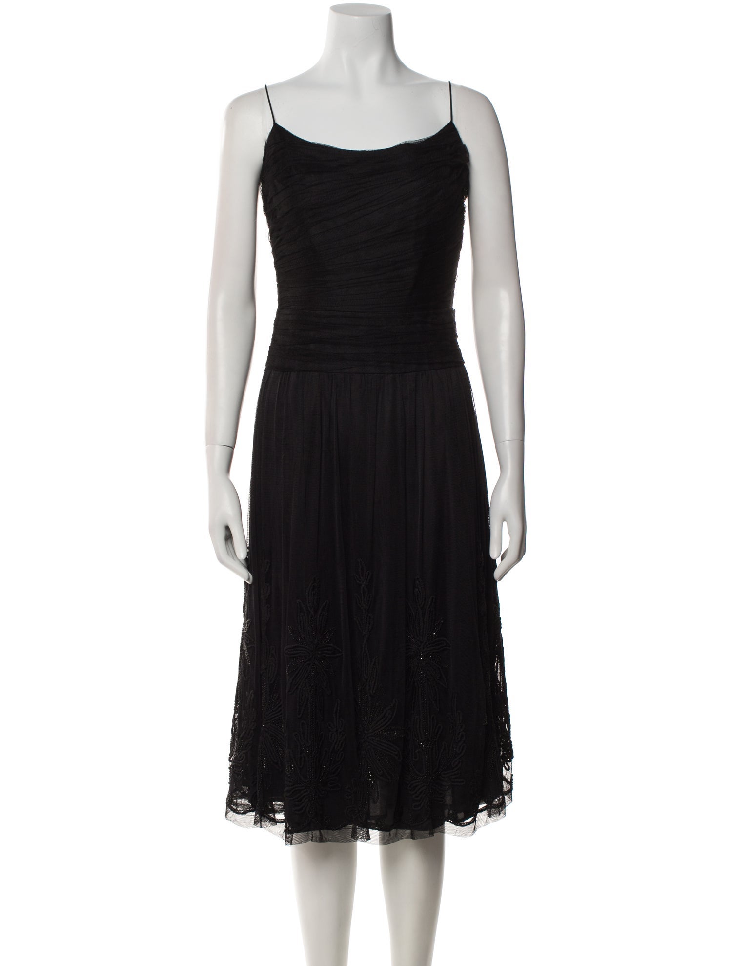 Carmen Marc Valvo Square Neckline Midi Length Dress