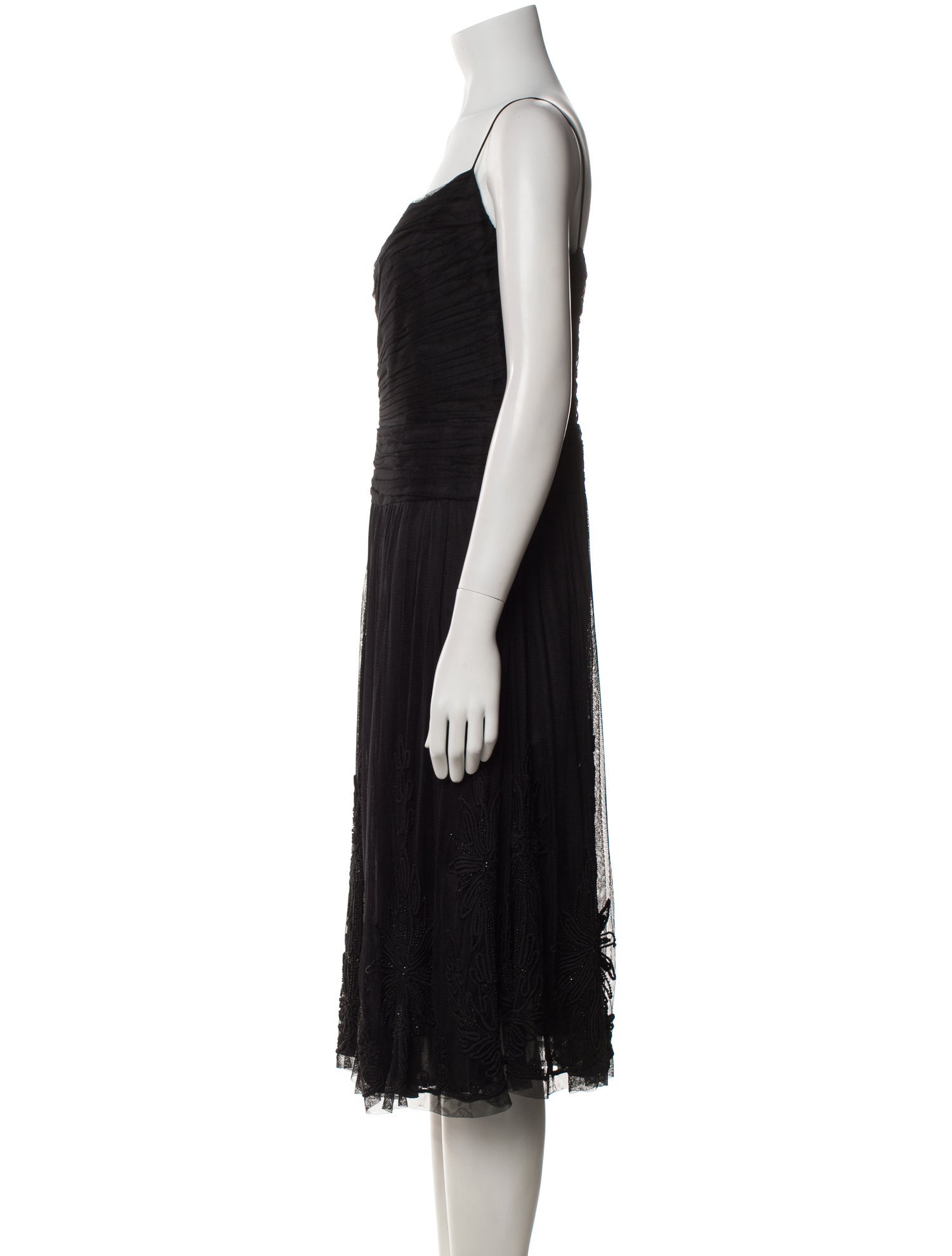 Carmen Marc Valvo Square Neckline Midi Length Dress