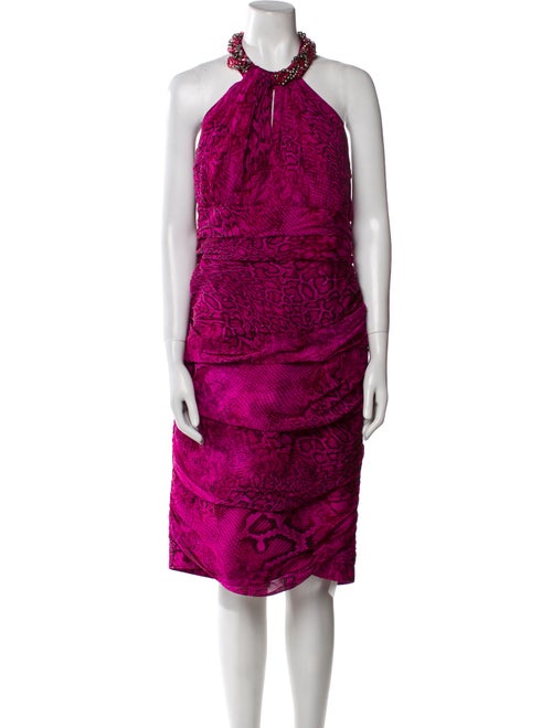 Carmen Marc Valvo Silk Midi Length Dress