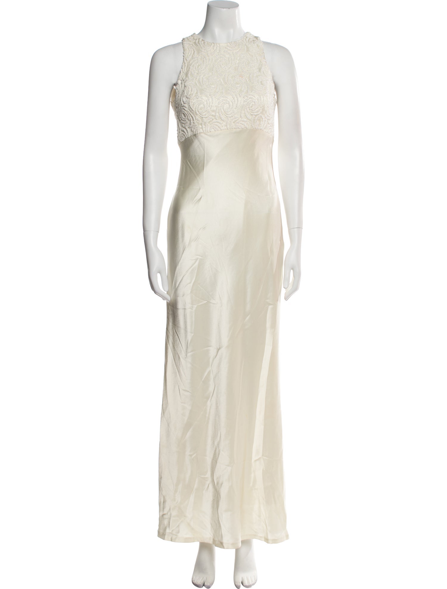 Carmen Marc Valvo Crew Neck Long Dress