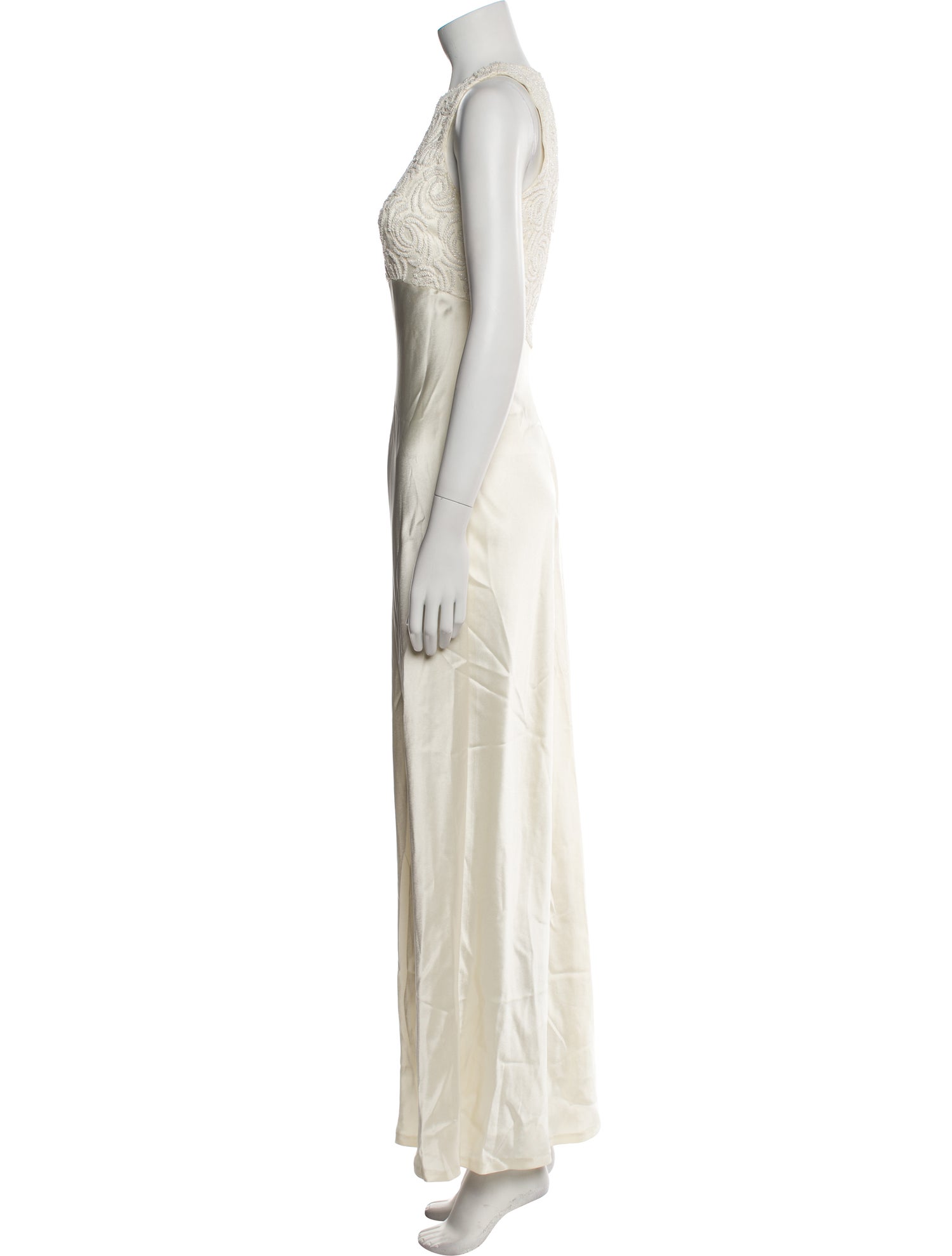 Carmen Marc Valvo Crew Neck Long Dress