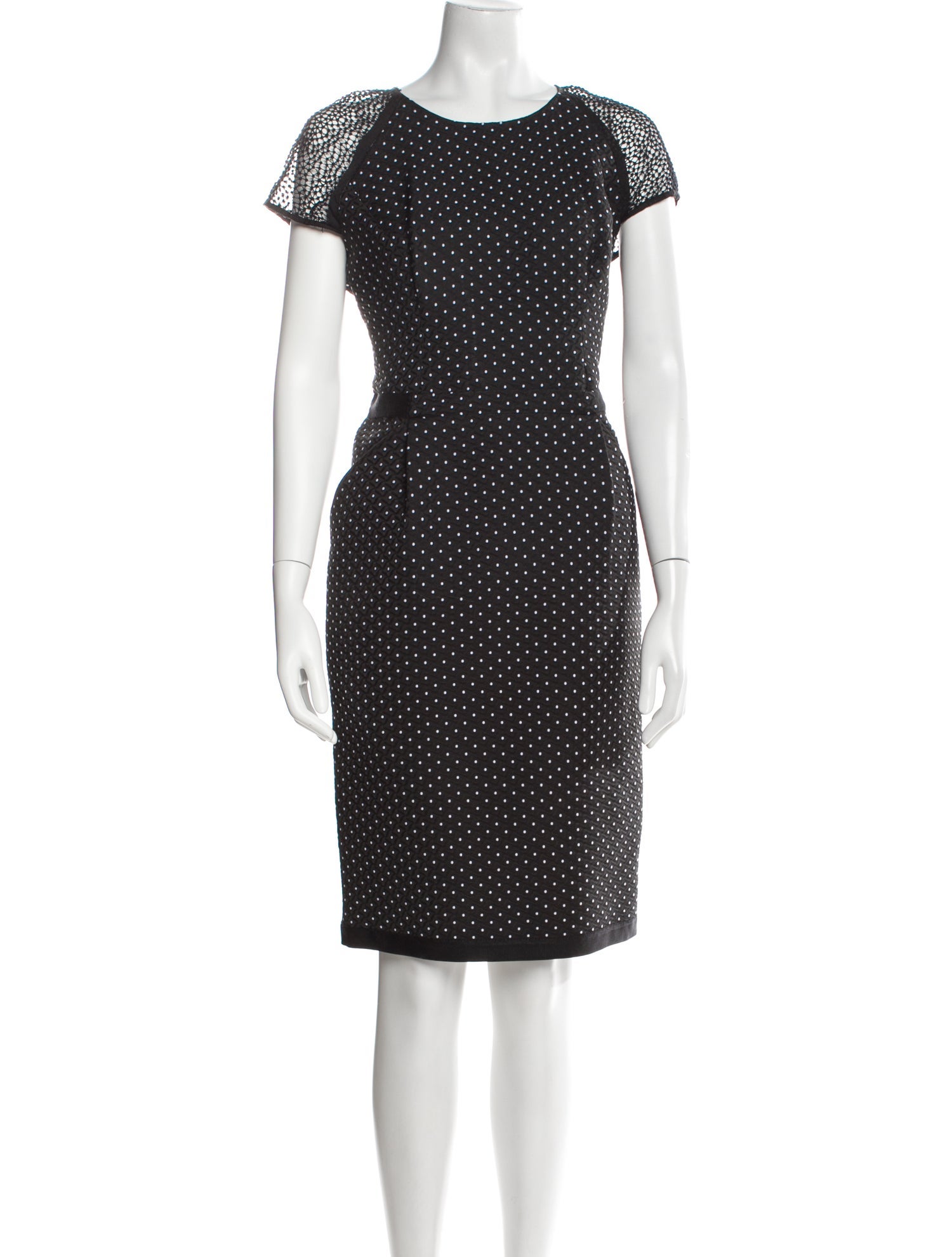 Carmen Marc Valvo Polka Dot Print Knee-Length Dress