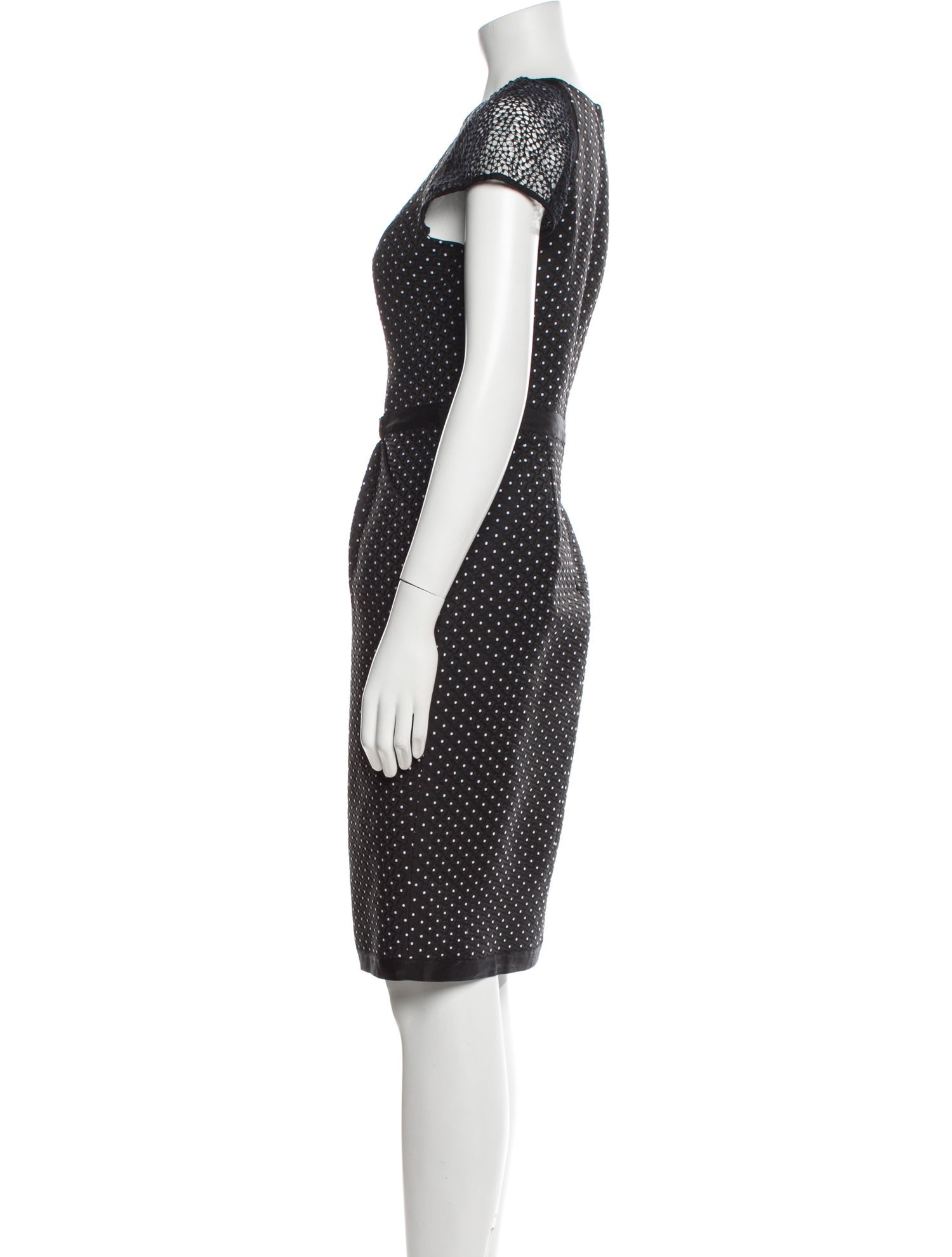 Carmen Marc Valvo Polka Dot Print Knee-Length Dress