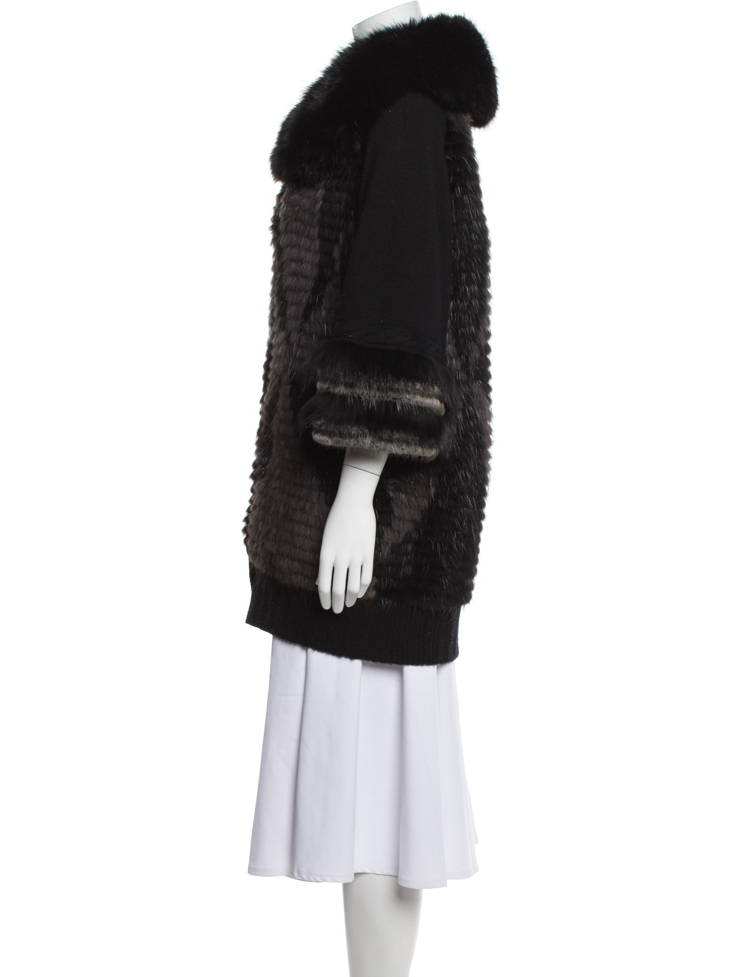 Carmen Marc Valvo Cashmere Faux Fur Coat