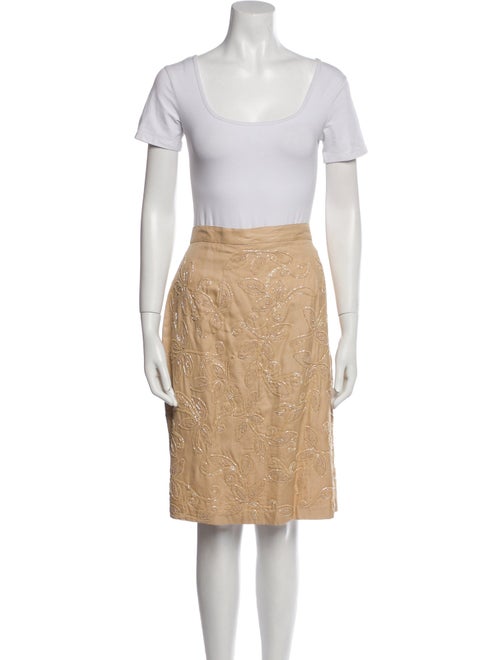Carmen Marc Valvo Silk Embroidered Accent Skirt Suit