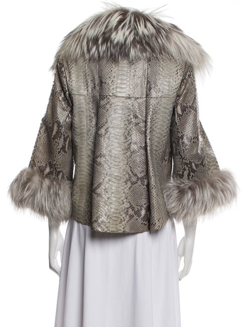 Carmen Marc Valvo Python Tweed Pattern Faux Fur Jacket