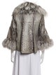 Carmen Marc Valvo Python Tweed Pattern Faux Fur Jacket