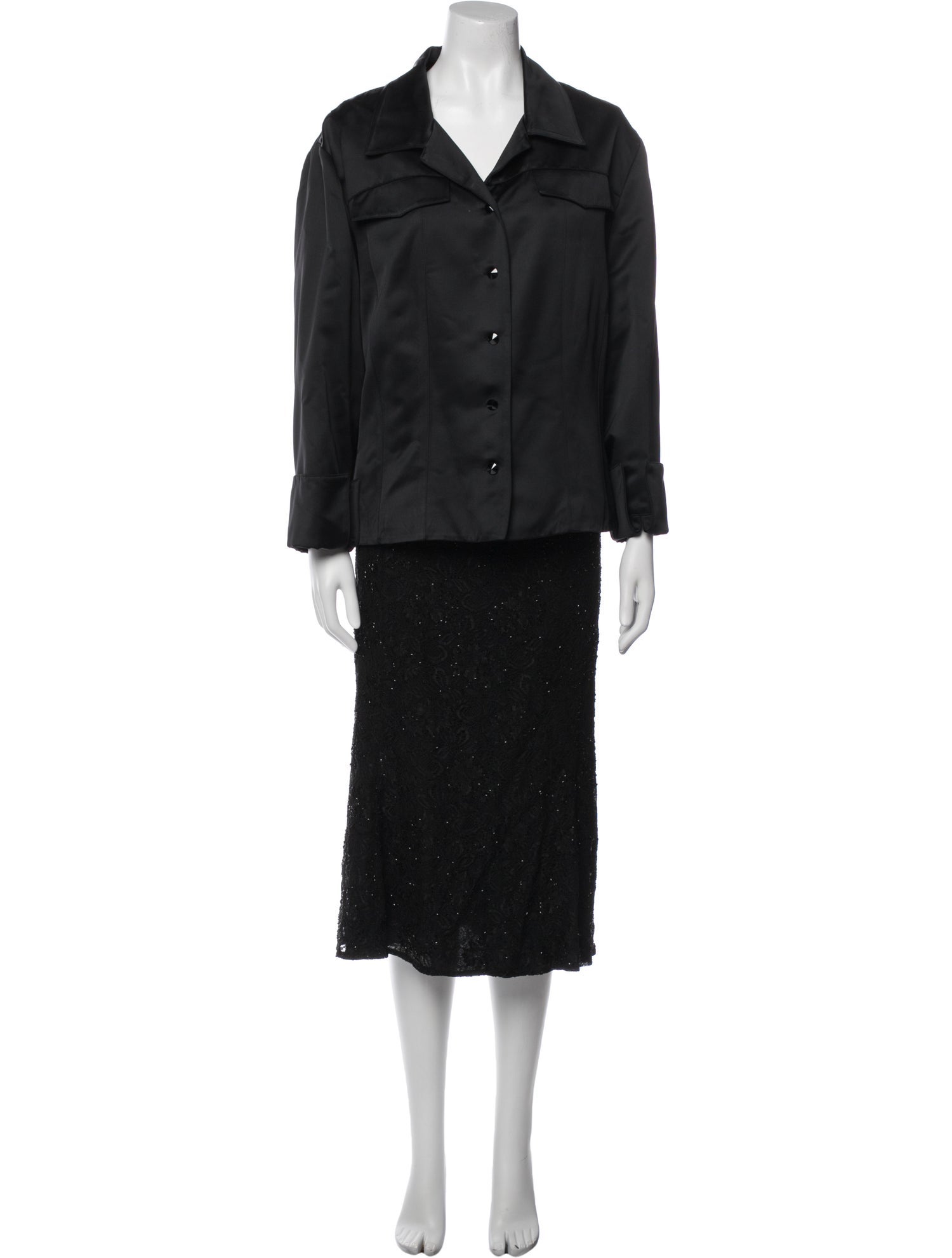 Carmen Marc Valvo Sequin Embellishments Dress Set