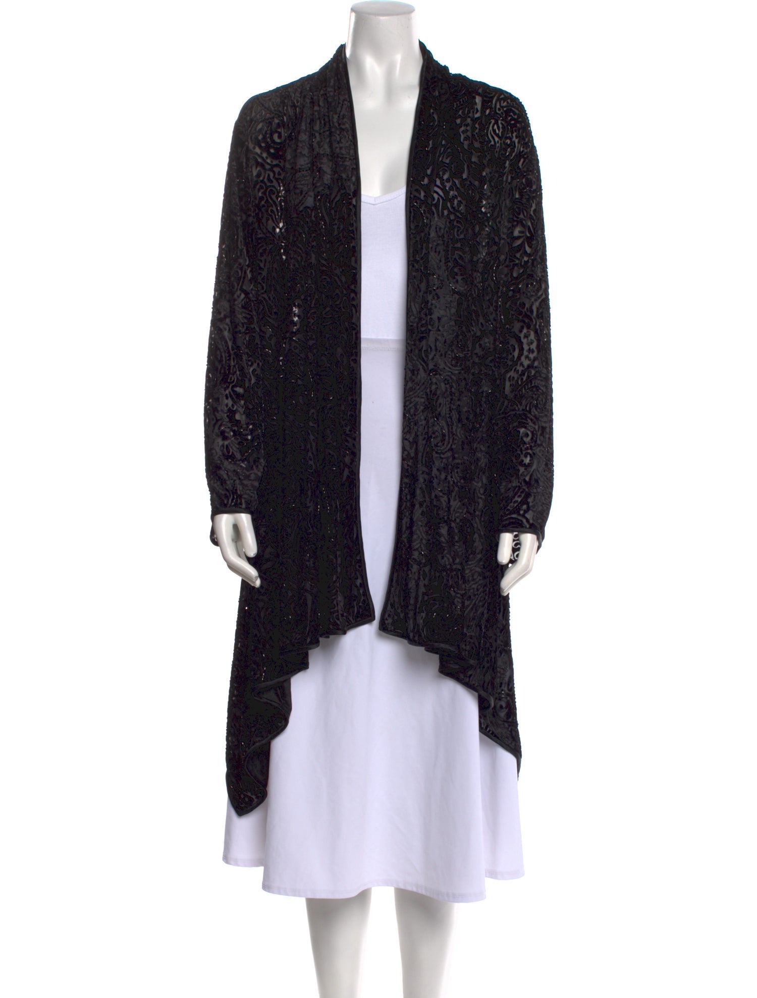 Carmen Marc Valvo Jacquard Open Front Sweater