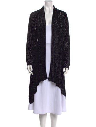 Carmen Marc Valvo Jacquard Open Front Sweater