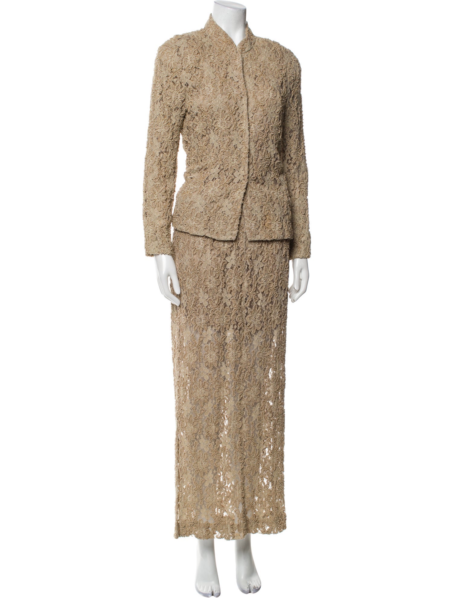 Carmen Marc Valvo Lace Pattern Skirt Set