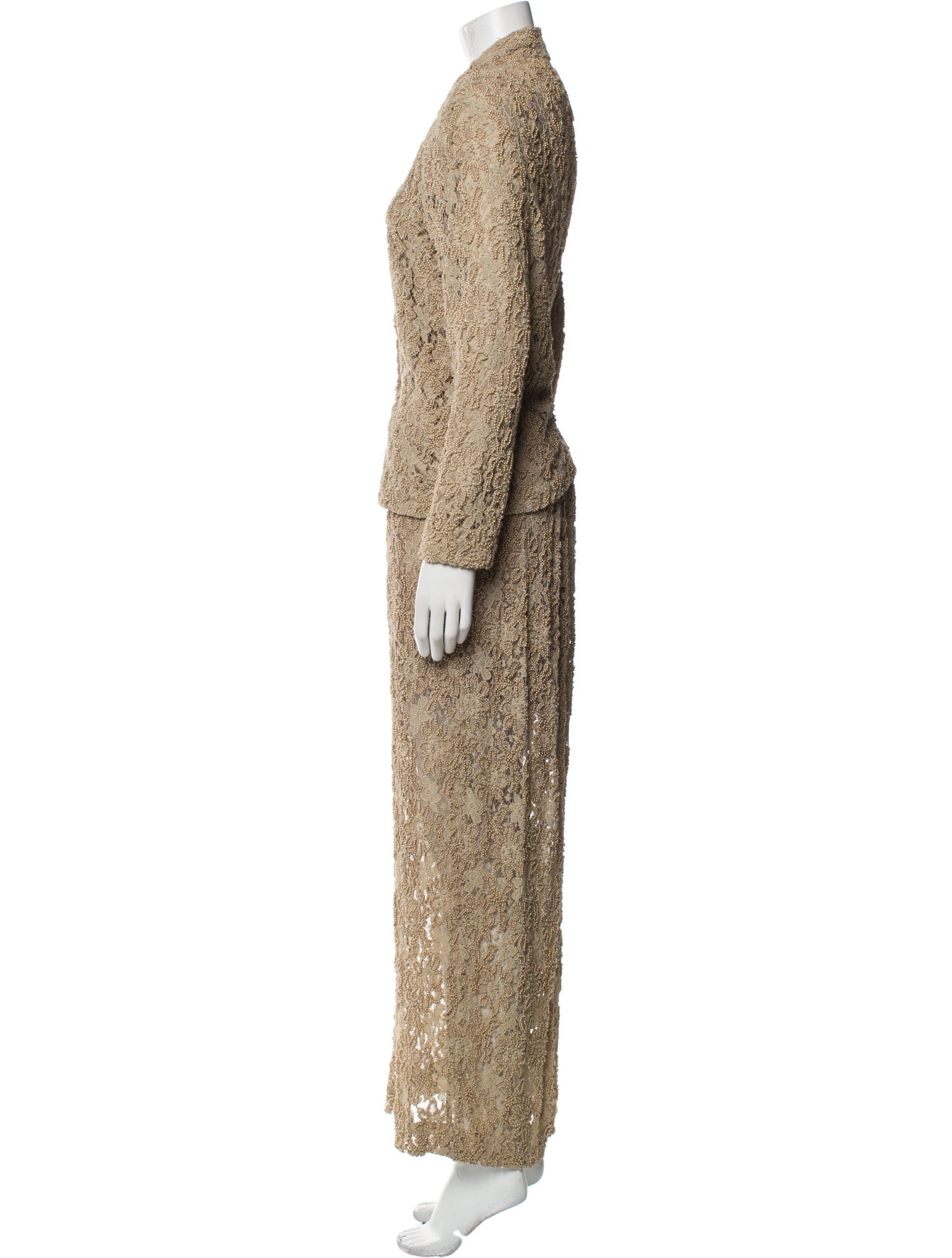 Carmen Marc Valvo Lace Pattern Skirt Set