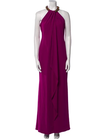 Carmen Marc Valvo Halterneck Long Dress