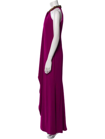 Carmen Marc Valvo Halterneck Long Dress
